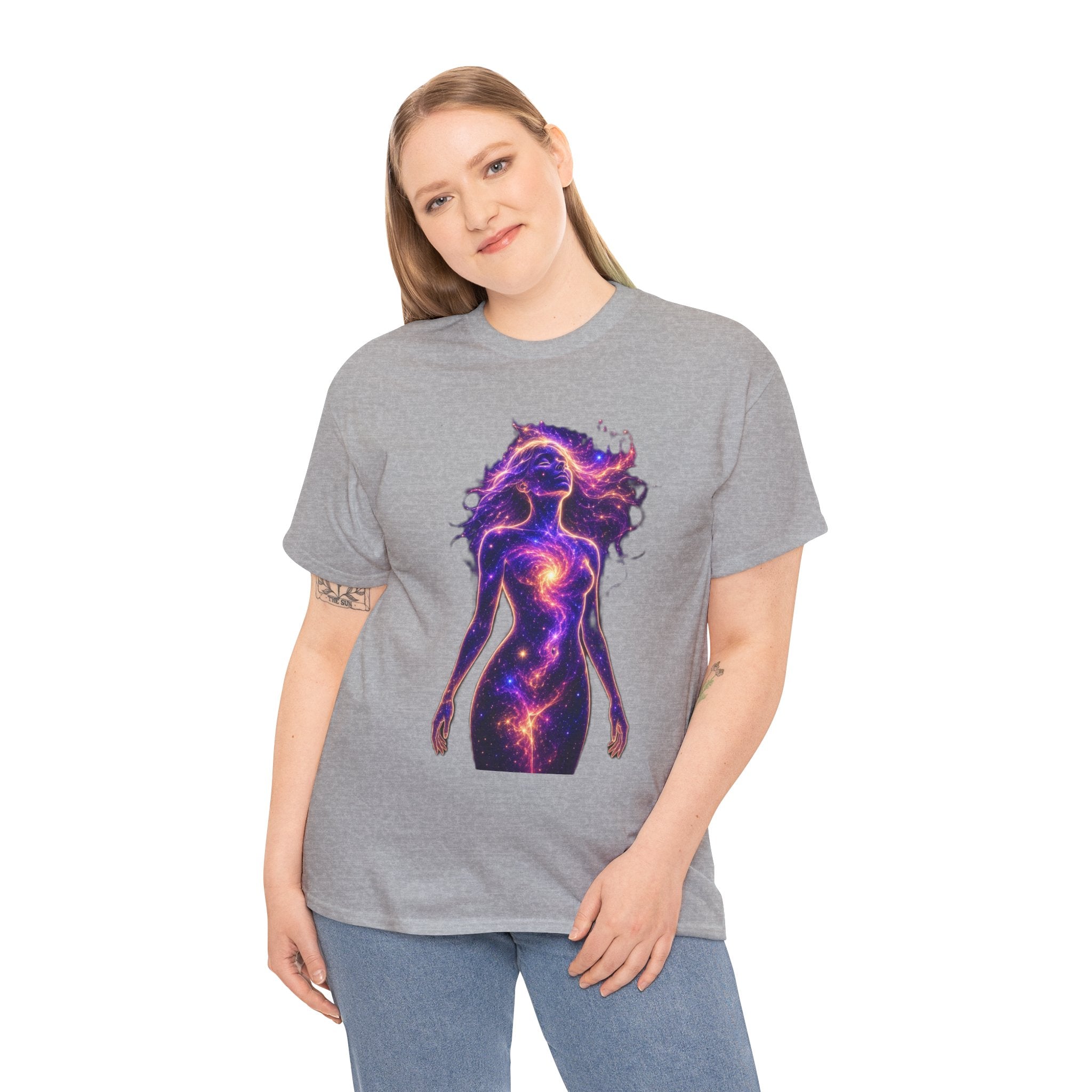 Cosmic Goddess Galaxy T-Shirt – Celestial Female Spirit, Universe Body, Nebula Art, Mystical Space Graphic Tee
