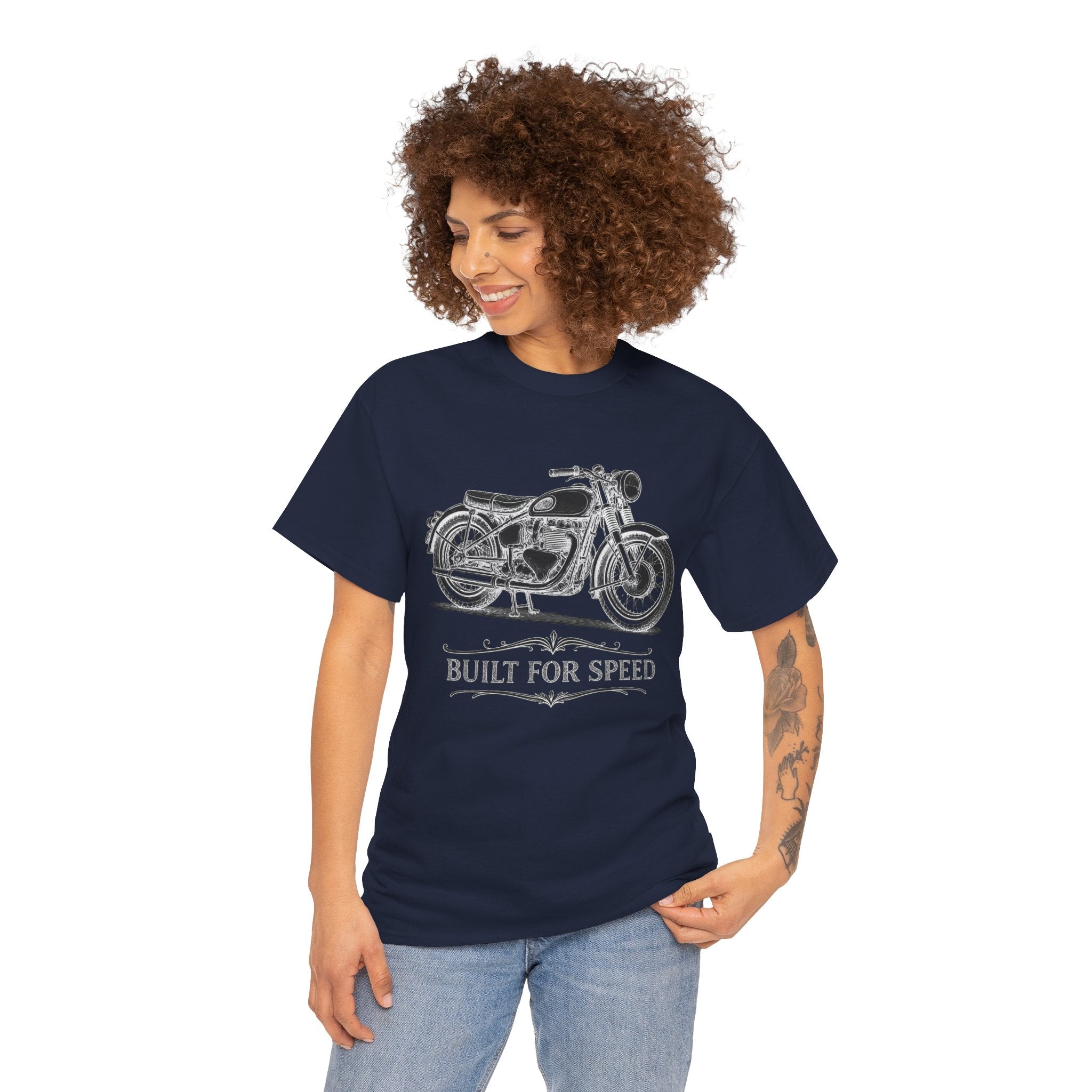 Vintage Motorcycle Tee – "Built for Speed" Retro Bike Graphic T-Shirt
