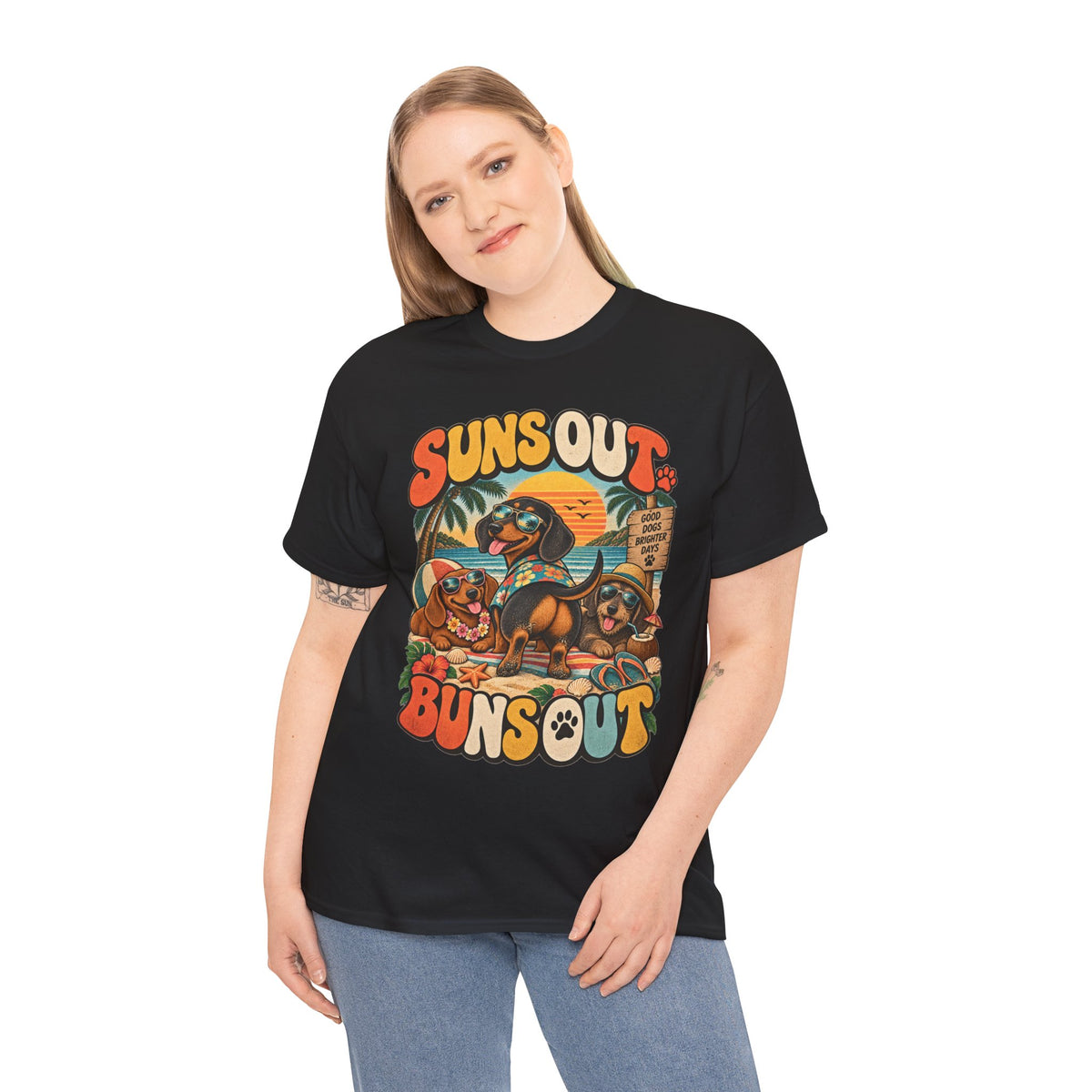 Suns Out Buns Out Dachshund Beach T-Shirt