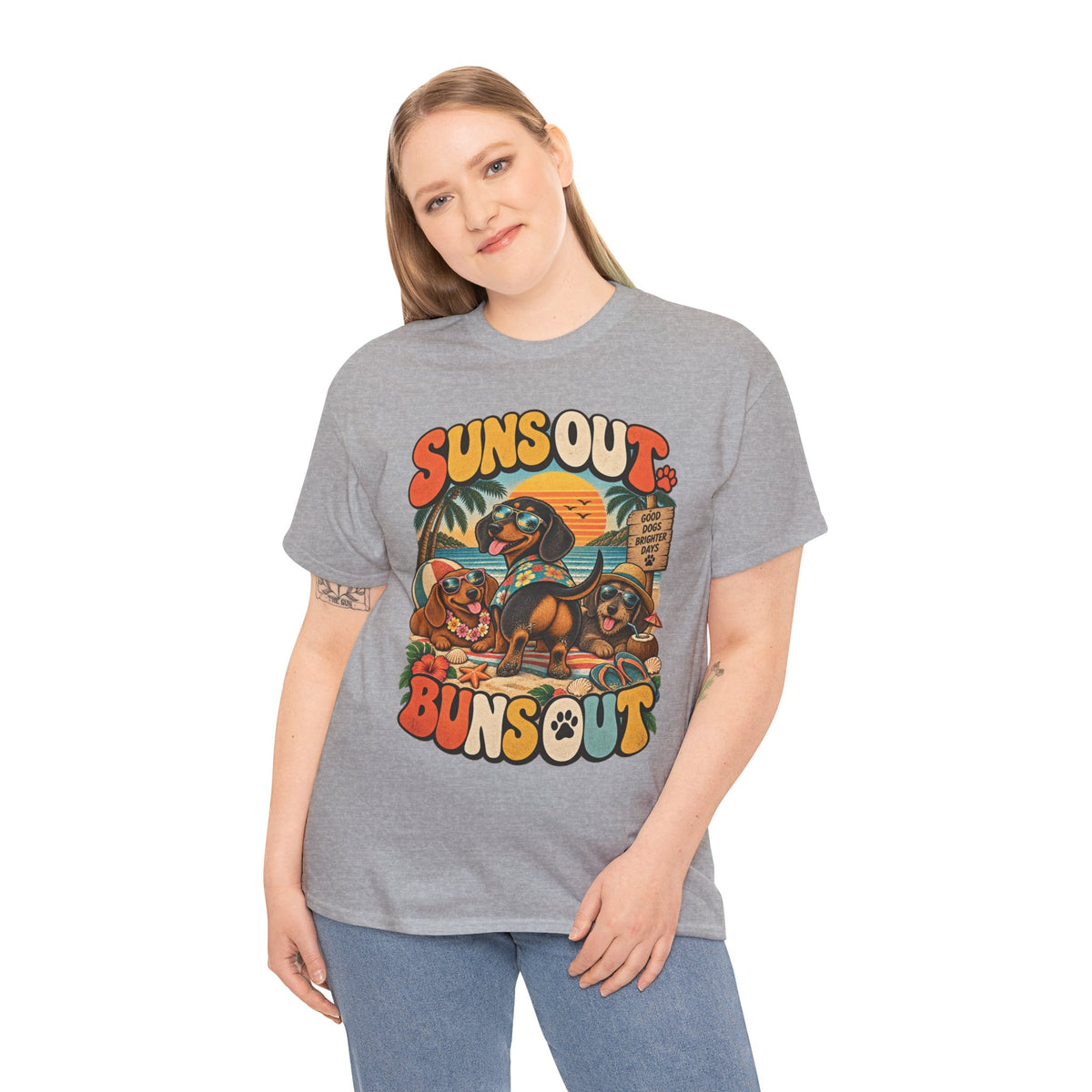 Suns Out Buns Out Dachshund Beach T-Shirt