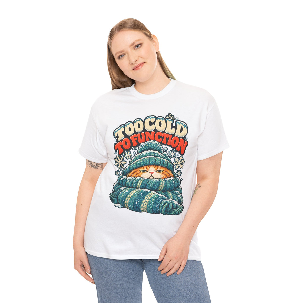Too Cold To Function: Grouchy Ginger Cat Winter T-Shirt