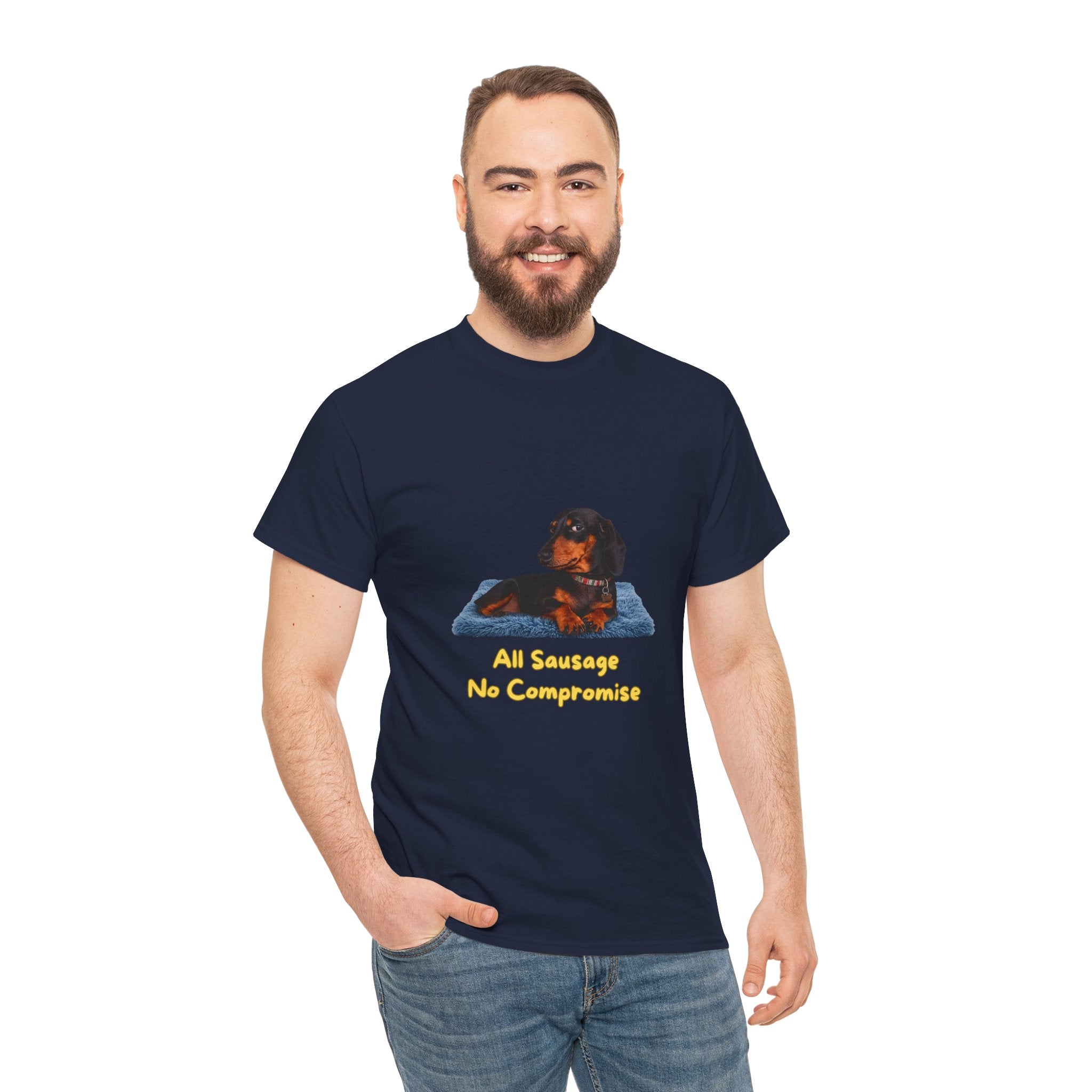 All Sausage No Compromise T-Shirt – Funny Dachshund Sausage Dog Attitude | Wiener Dog Bold Graphic Tee
