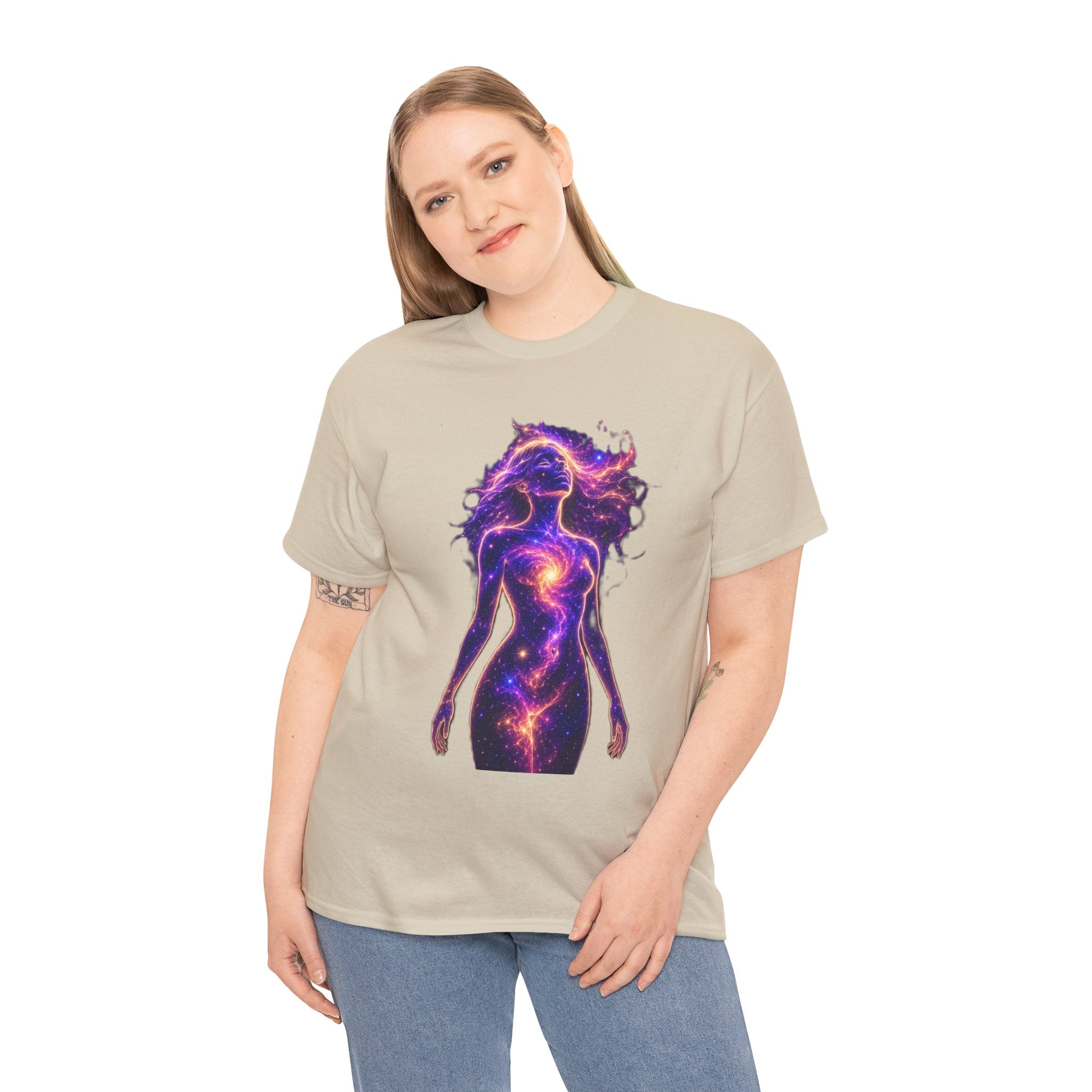 Cosmic Goddess Galaxy T-Shirt – Celestial Female Spirit, Universe Body, Nebula Art, Mystical Space Graphic Tee