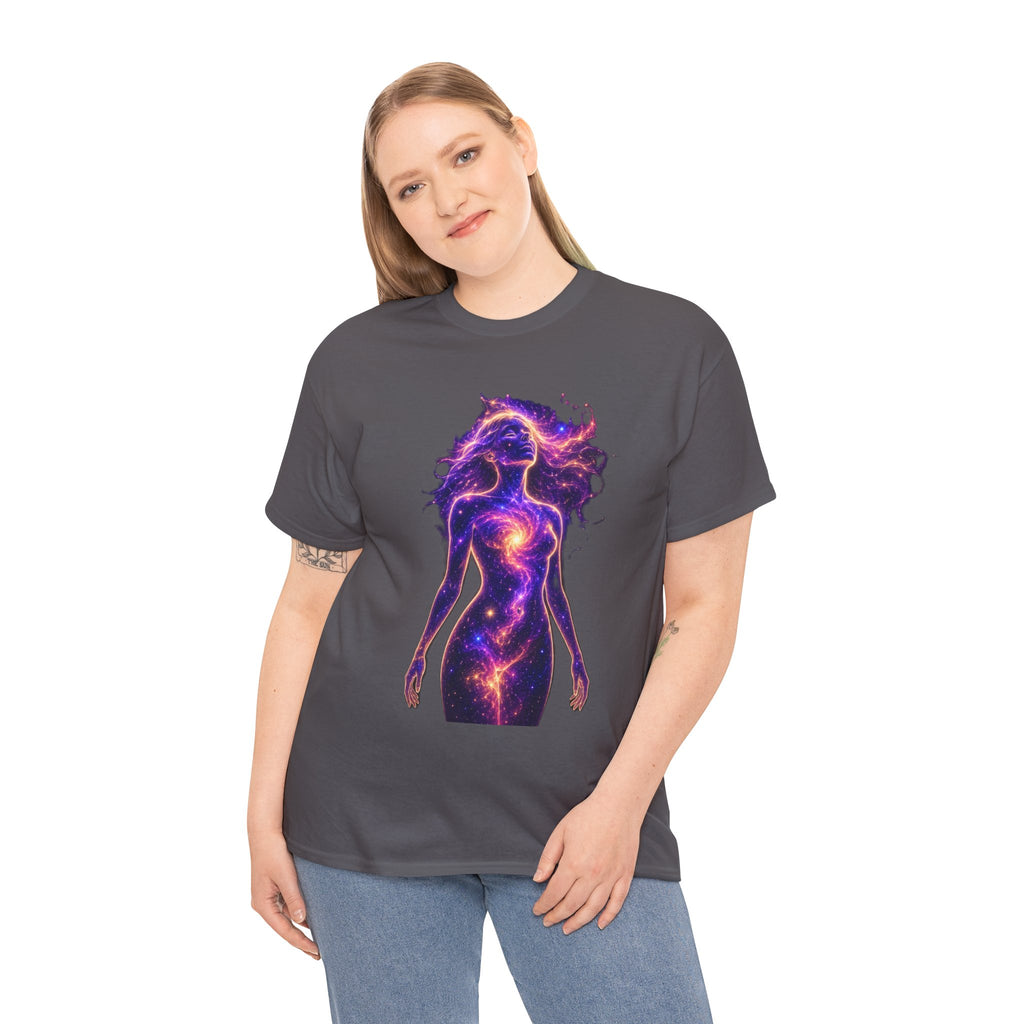 Cosmic Goddess Galaxy T-Shirt – Celestial Female Spirit, Universe Body, Nebula Art, Mystical Space Graphic Tee