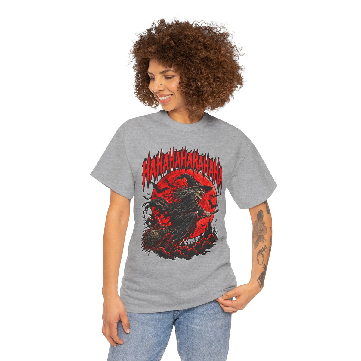 HAHAHAHA: Cackling Witch Blood Moon Halloween T-Shirt