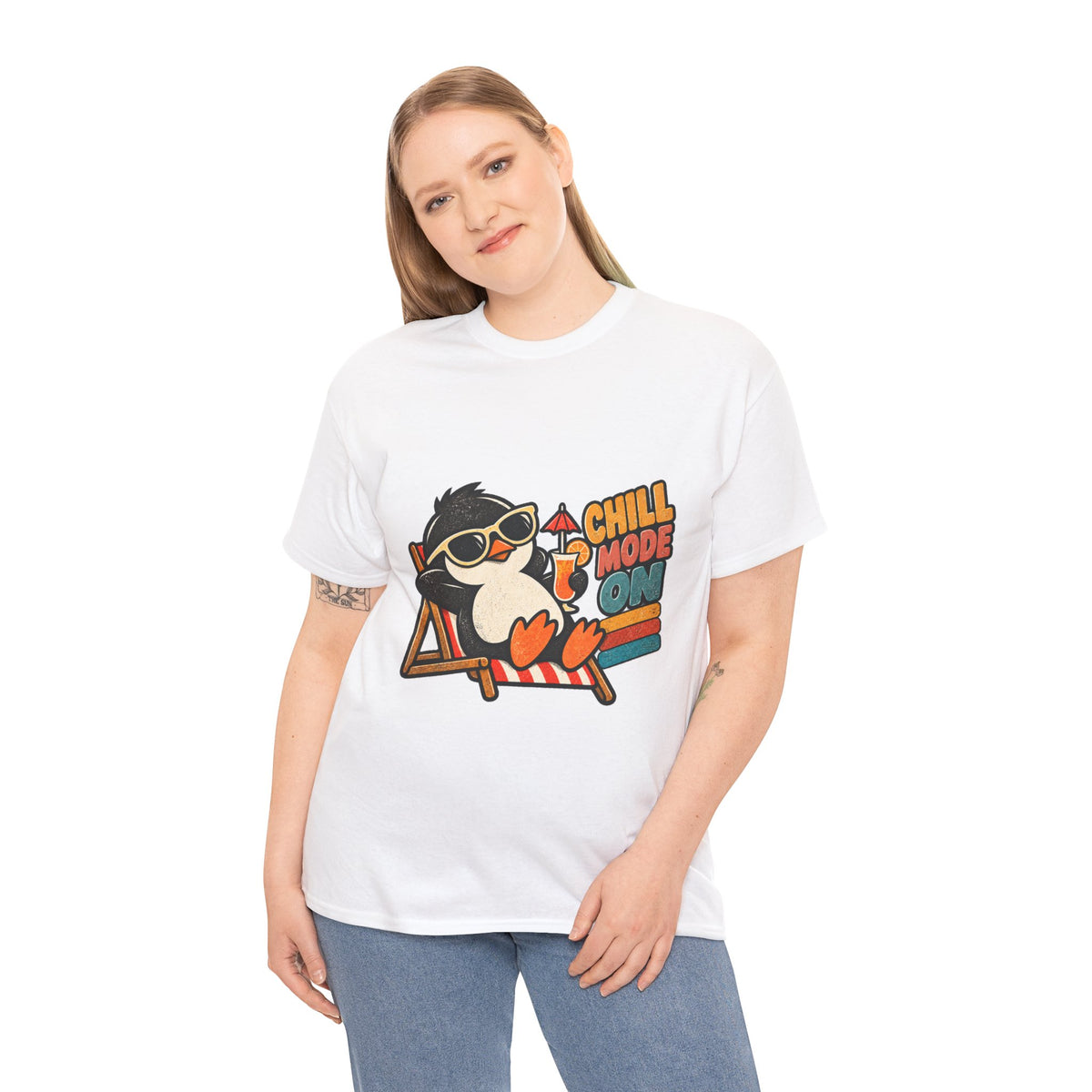 Chill Mode On Penguin T-Shirt – Funny Relaxing Penguin Deckchair Tee