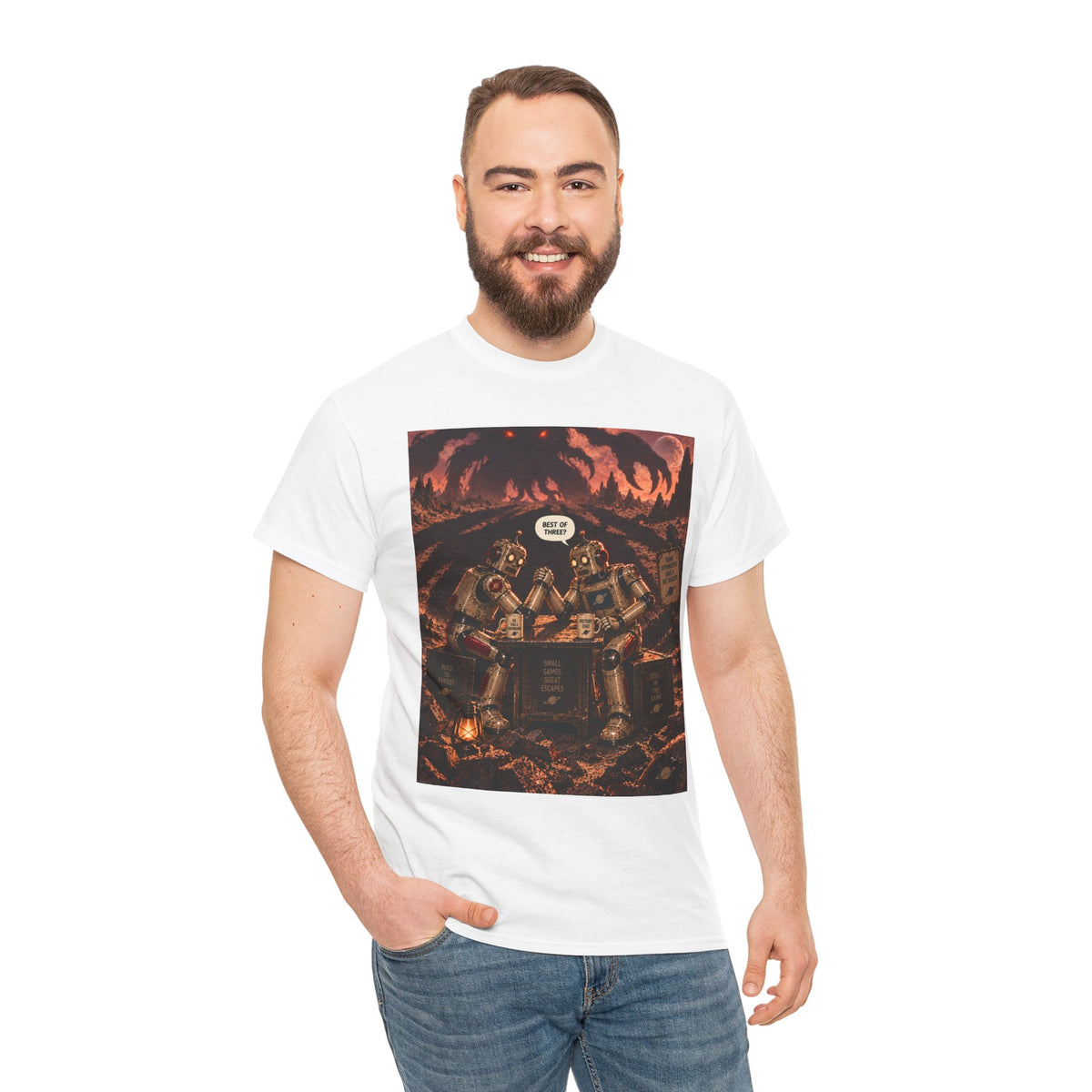 Best of Three? Retro Robot Arm-Wrestling T-Shirt