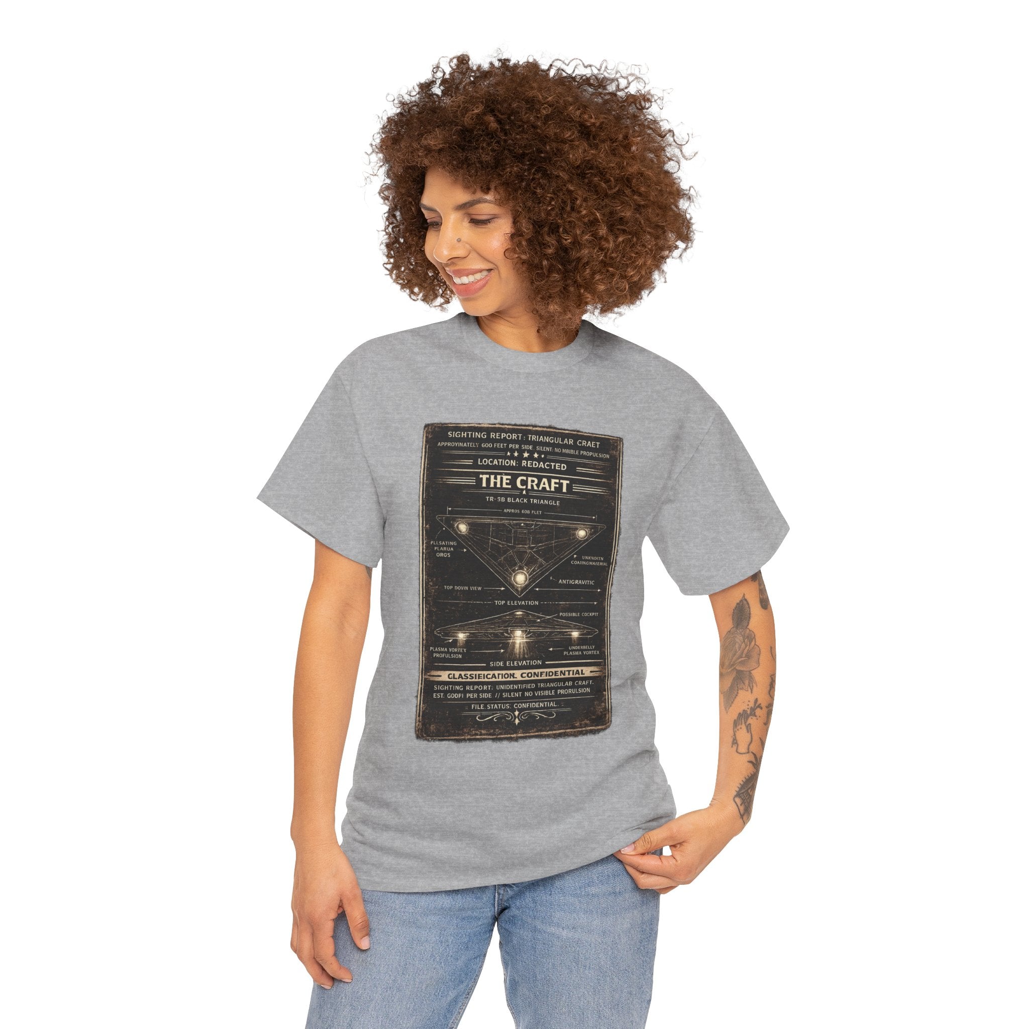 The Craft – TR-3B Black Triangle UAP Military Sighting Technical Illustration Graphic T-Shirt