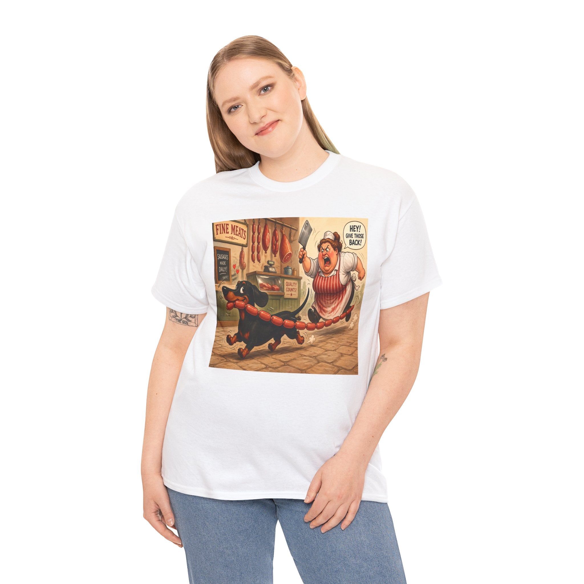 Vintage Dachshund Sausage Run T-Shirt — Retro Funny Dog Illustration Tee