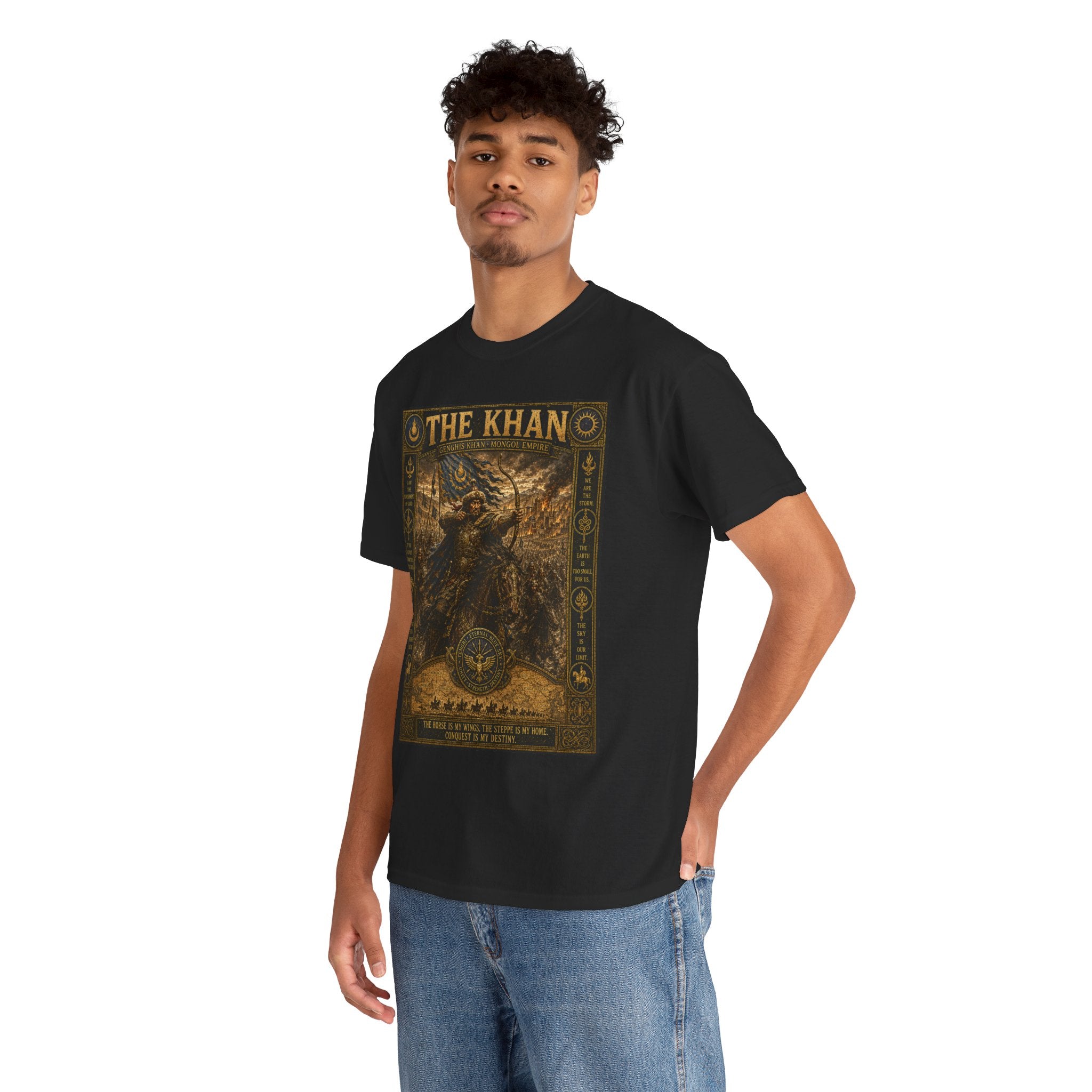 The Khan T-Shirt | Genghis Khan Mongol Empire Graphic Tee | Historical Conqueror Warrior Shirt | Ancient History Military Art