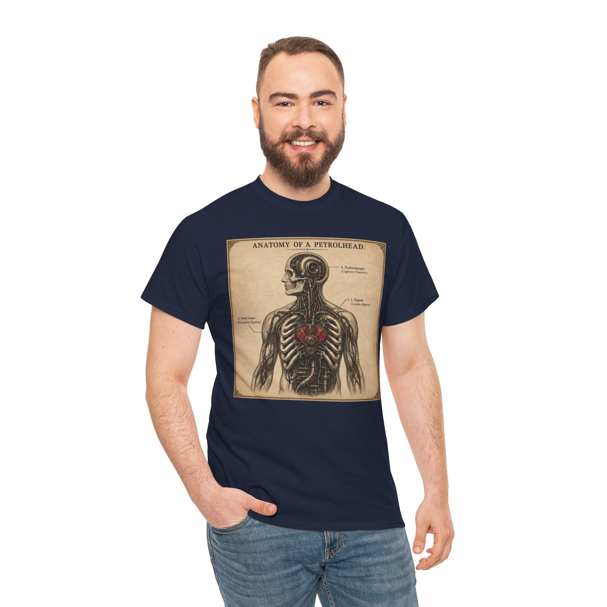Anatomy of a Petrolhead T-Shirt | Funny Car Lover Diagram Graphic Tee | Vintage Engine Anatomy Mechanic Shirt | Gearhead Humour Art