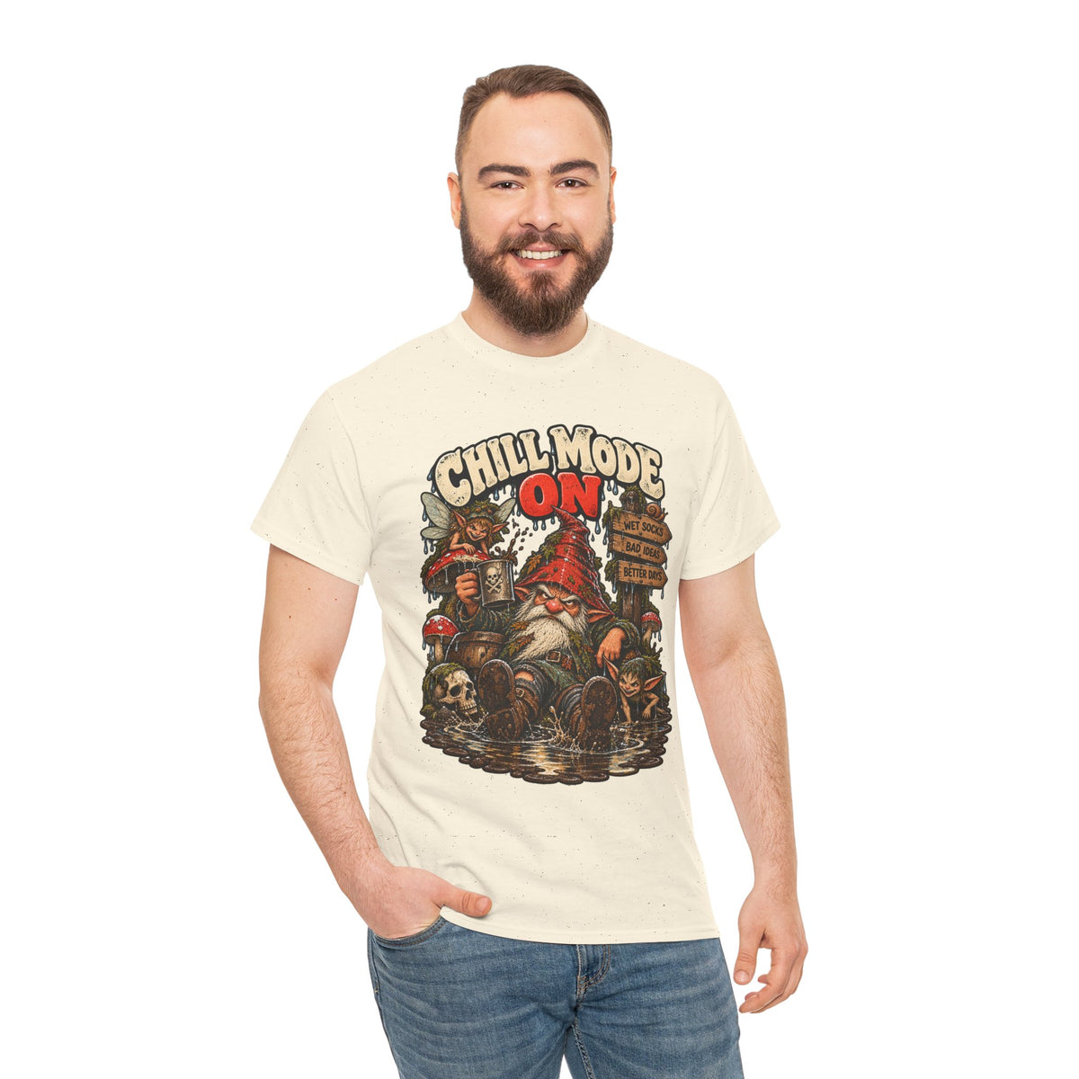 Chill Mode On: Grumpy Gnome Puddle T-Shirt