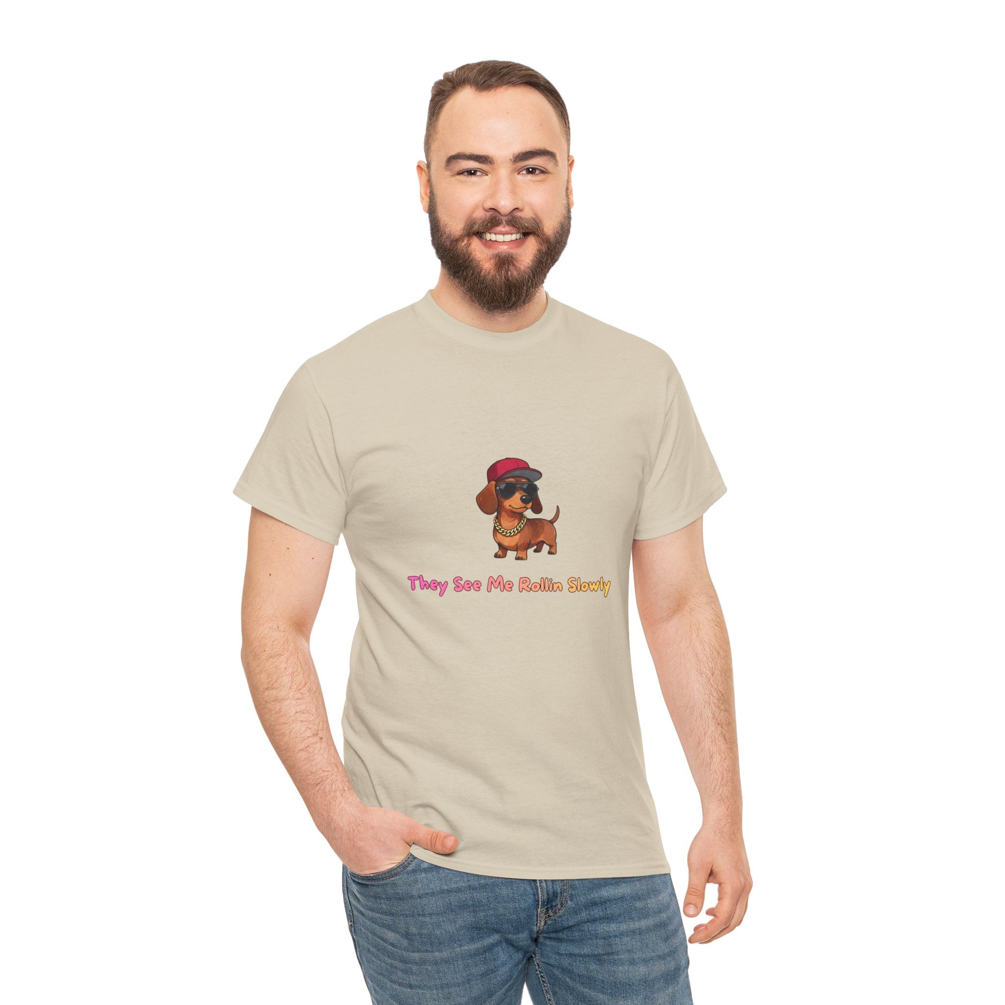 Dachshund Graphic Tee “They See Me Rollin’ Slowly” — Cute Dog T-Shirt