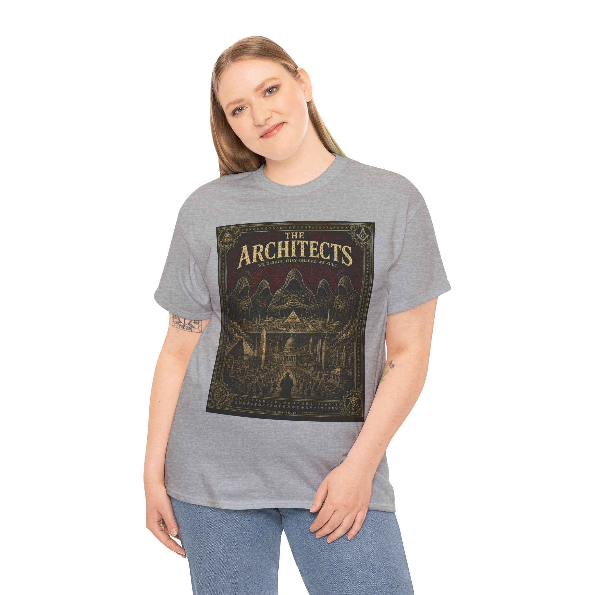 The Architects T-Shirt | Secret Society Occult Graphic Tee | Hooded Figures Conspiracy Aesthetic Shirt | Dark Academia Mystic Art