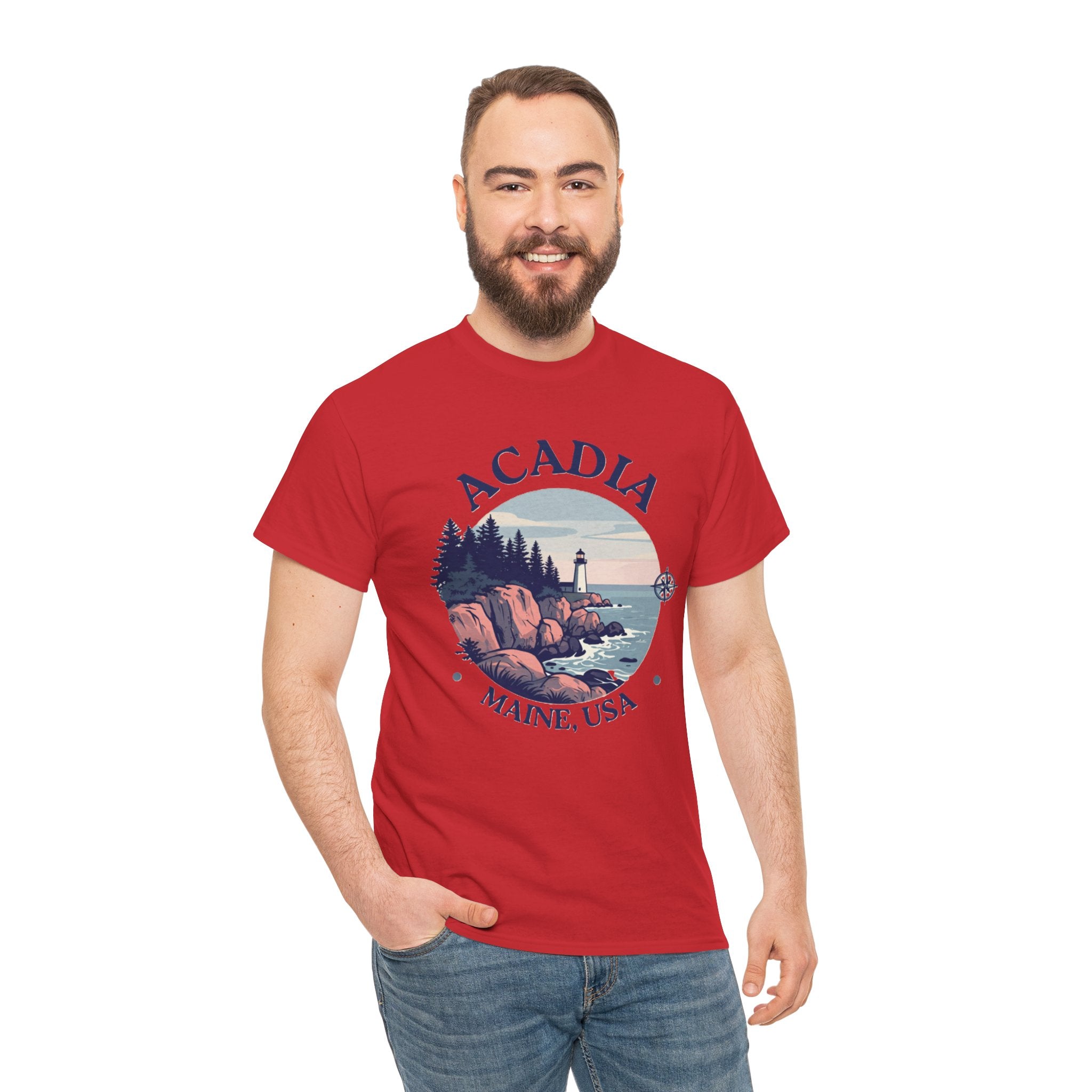 Acadia National Park T-Shirt | Maine Lighthouse Hiking Tee | Vintage Coastal Badge Graphic Shirt | Maine Travel Gift