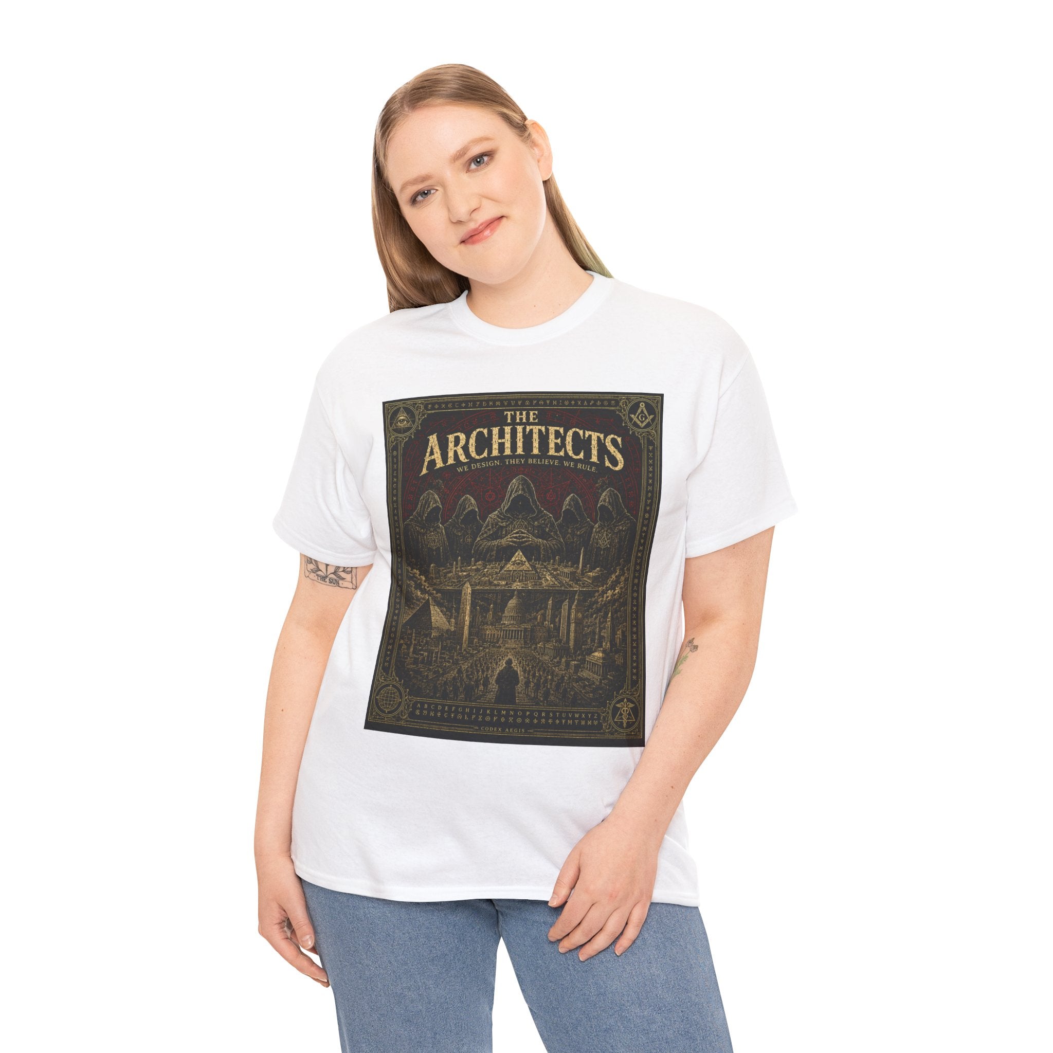 The Architects T-Shirt | Secret Society Occult Graphic Tee | Hooded Figures Conspiracy Aesthetic Shirt | Dark Academia Mystic Art